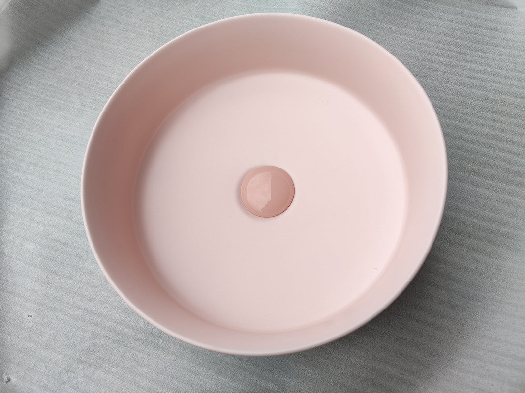 2020 Matte Pink Round 360 mm Dia top counter basin porcelain sink 6