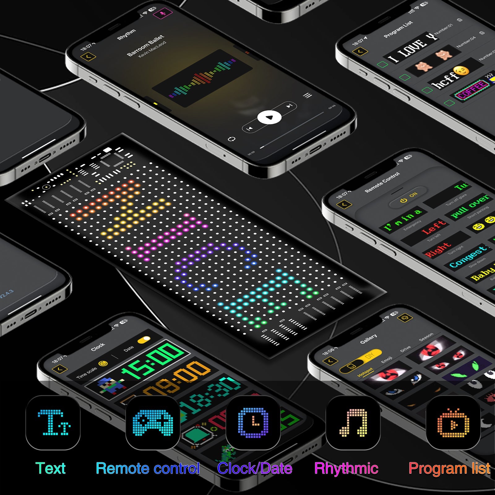 Programmable LED Matrix Panel Flexible Screen IP65 with APP Control 70*173mm 3