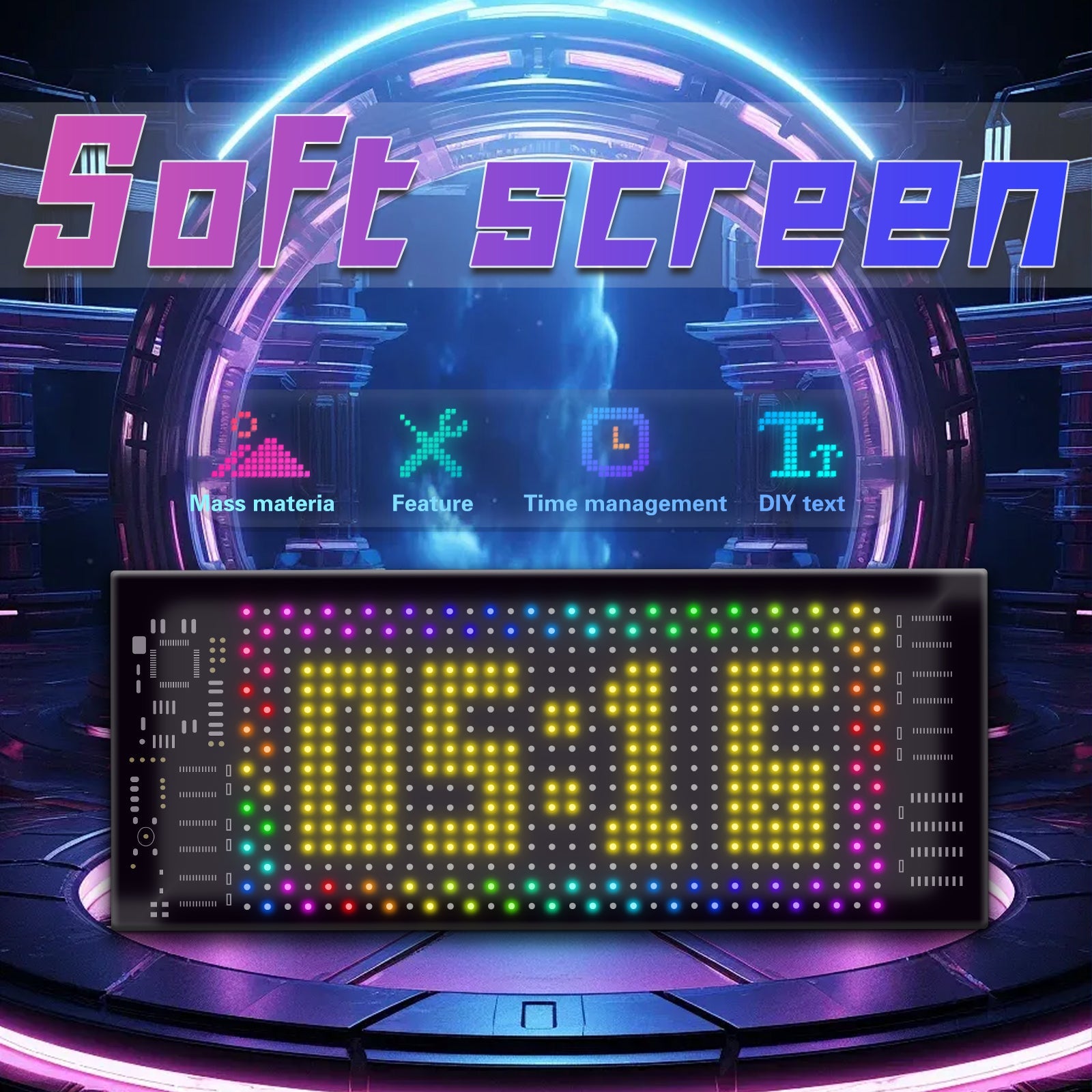 Programmable LED Matrix Panel Flexible Screen IP65 with APP Control 70*173mm 4