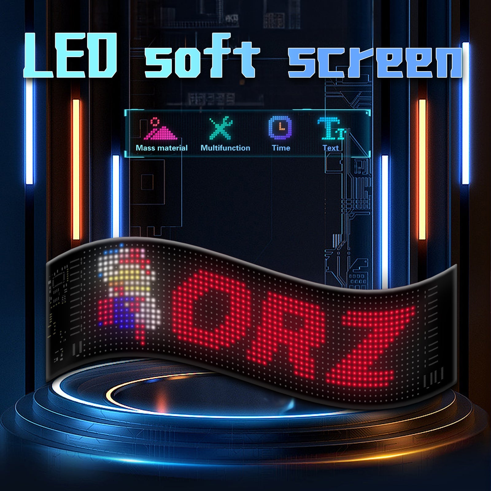 Programmable LED Matrix Panel Flexible Screen IP65 with APP Control 120*595mm 5