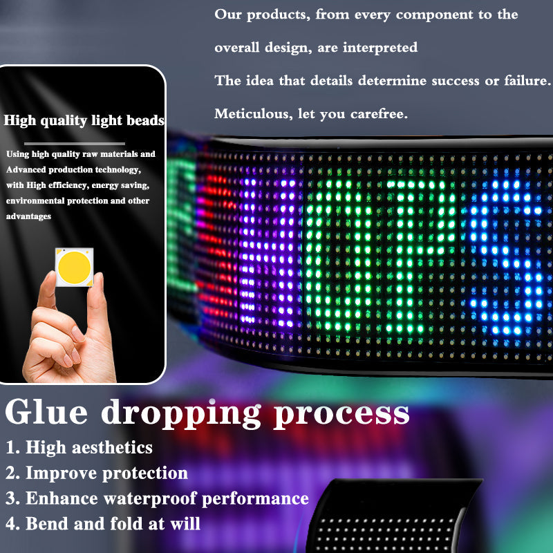 Programmable LED Matrix Panel Flexible Screen IP65 with APP Control 120*595mm 14