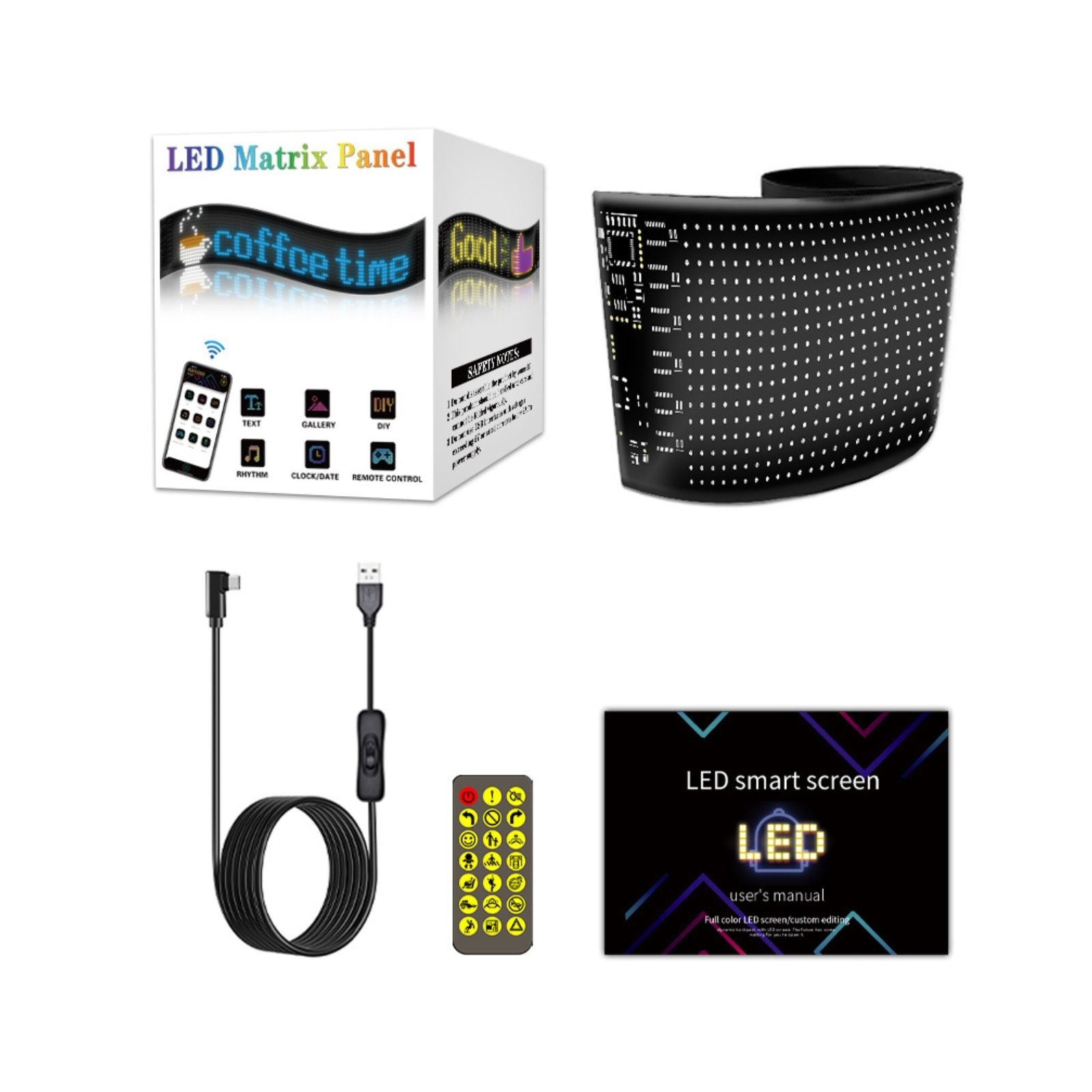 Programmable LED Matrix Panel Flexible Screen IP65 with APP Control 120*595mm 15