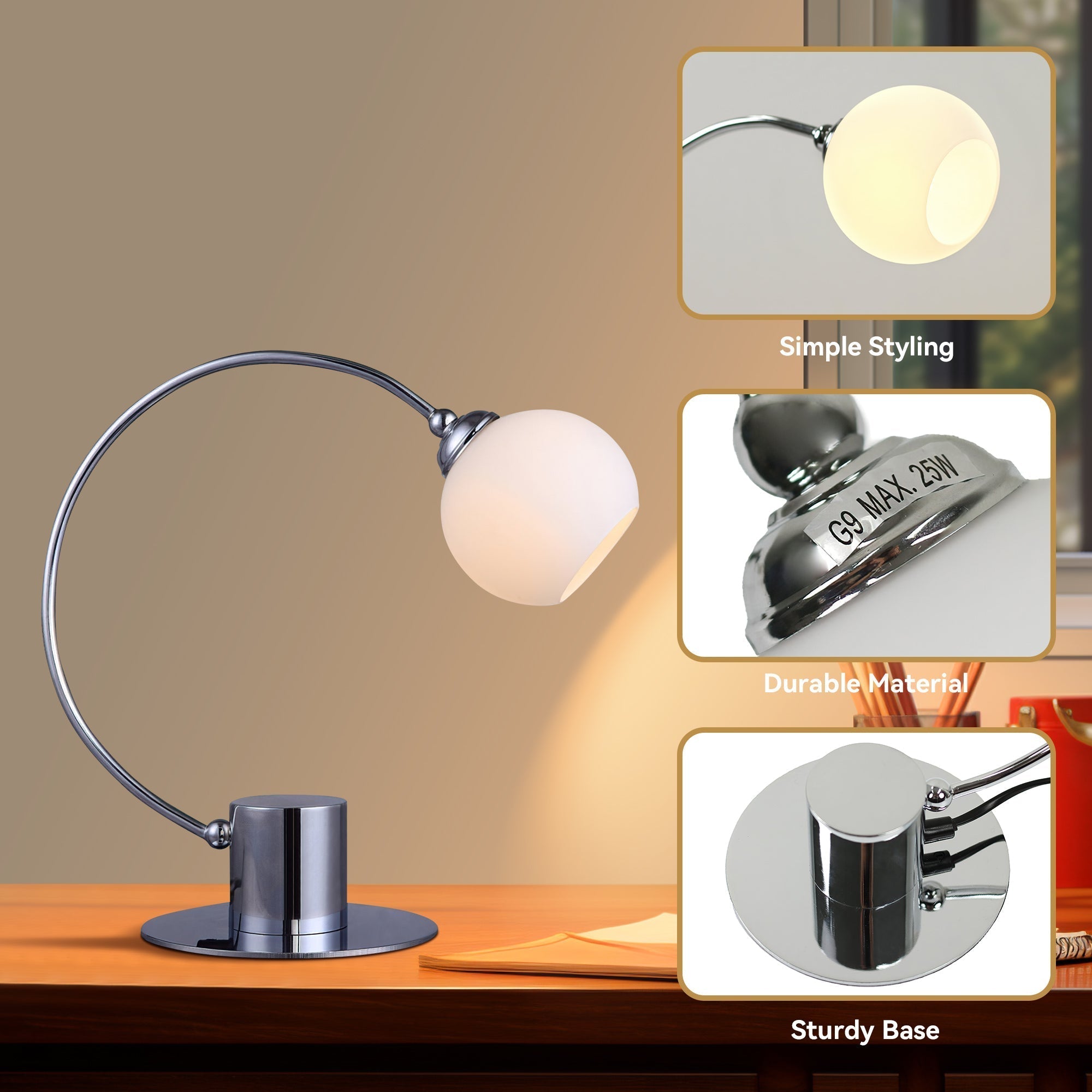 Penelope Touch Table Lamp - Chrome 5