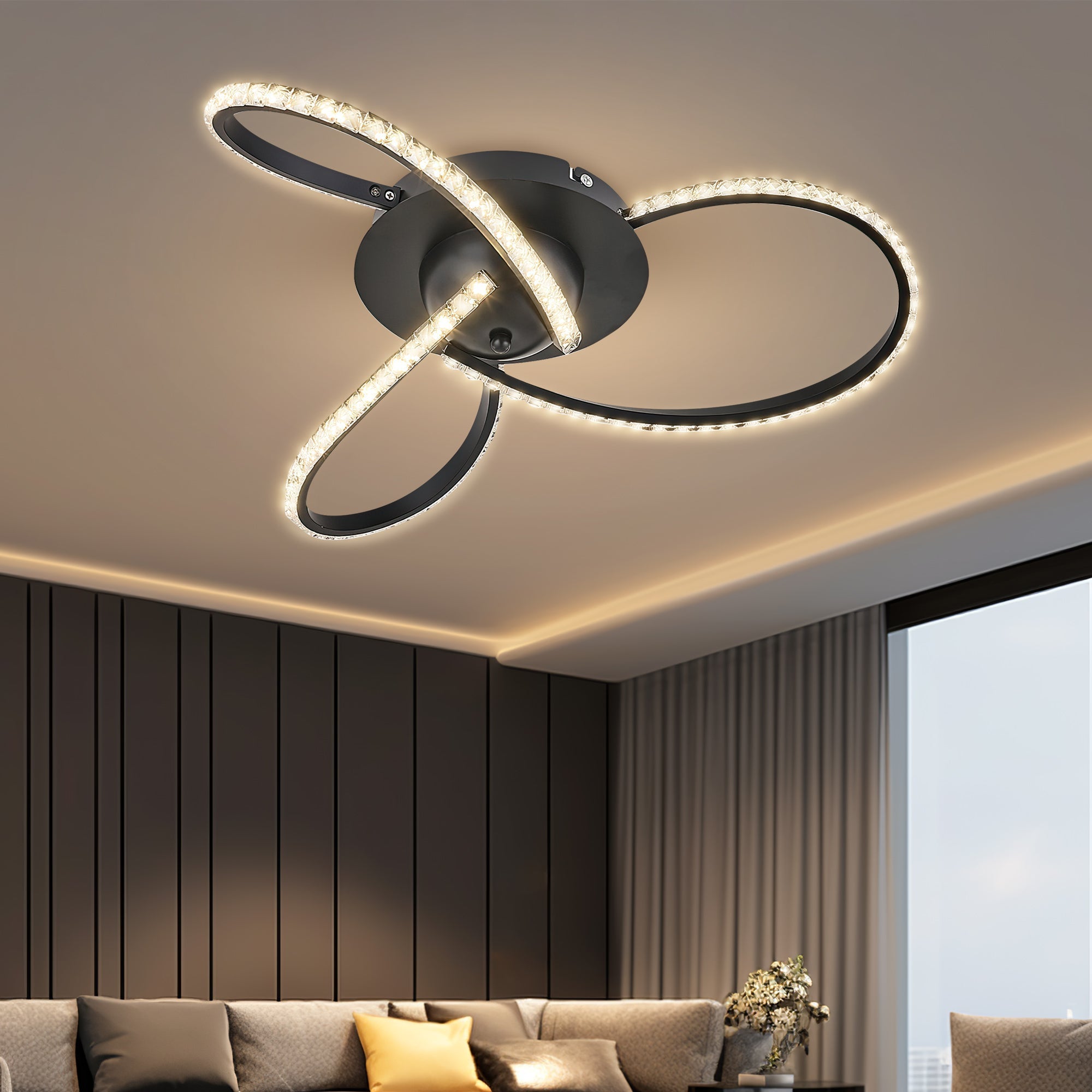 Irie Dimmable 3 Lights LED Ceiling Light - Black 6