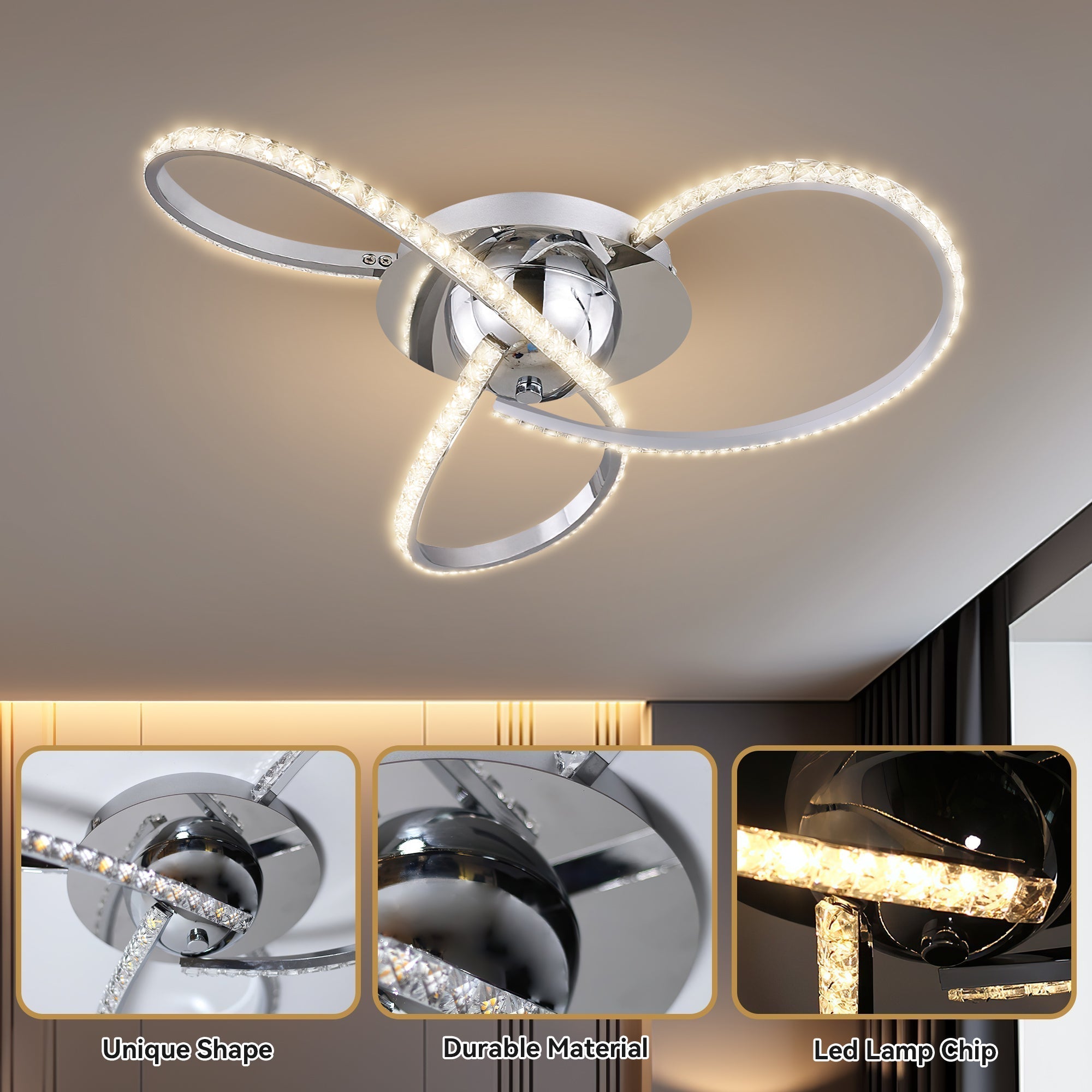 Irie Dimmable 3 Lights LED Ceiling Light - Chrome 7