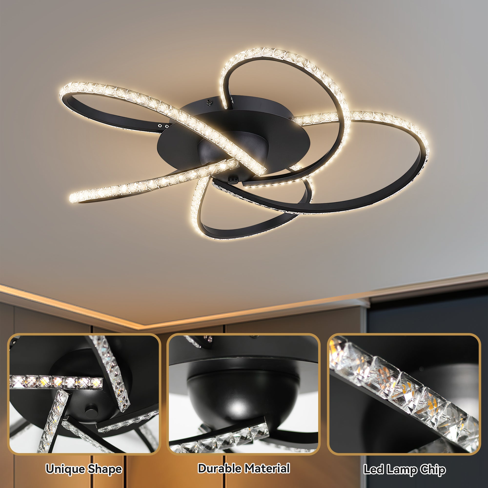 Irie Dimmable 5 Lights LED Ceiling Light - Black 9