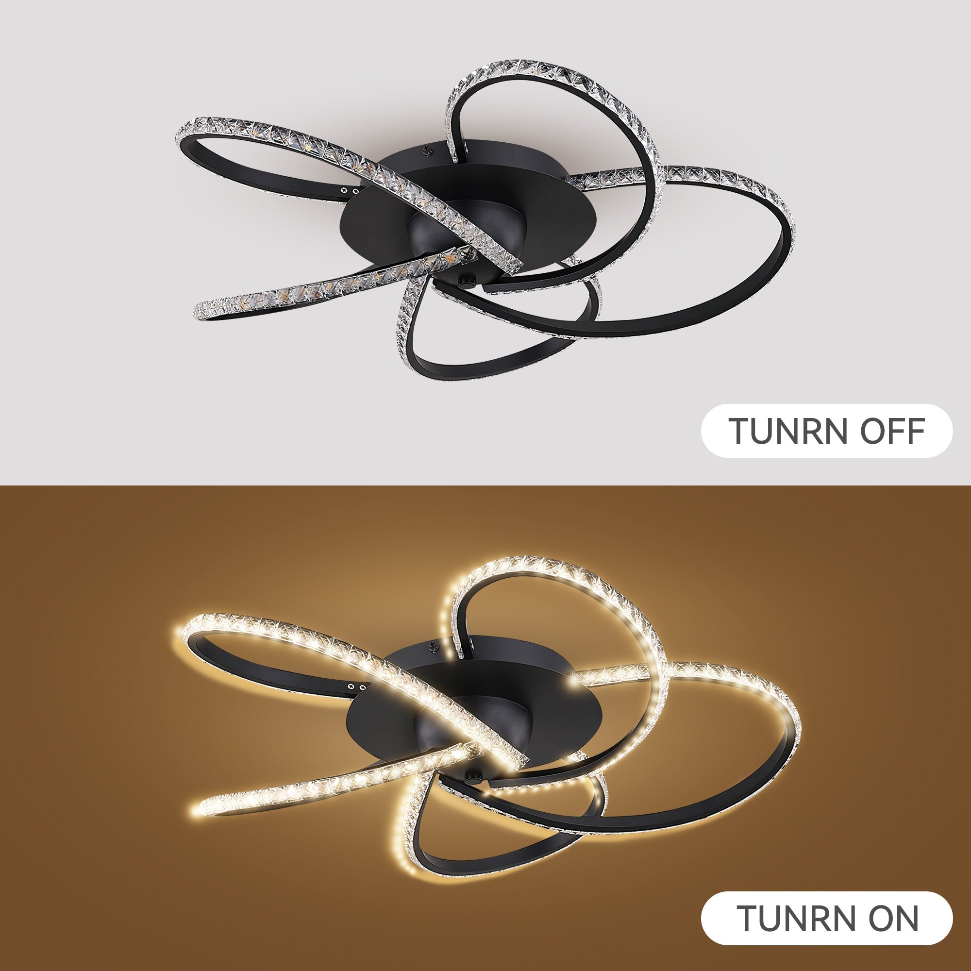 Irie Dimmable 5 Lights LED Ceiling Light - Black 10