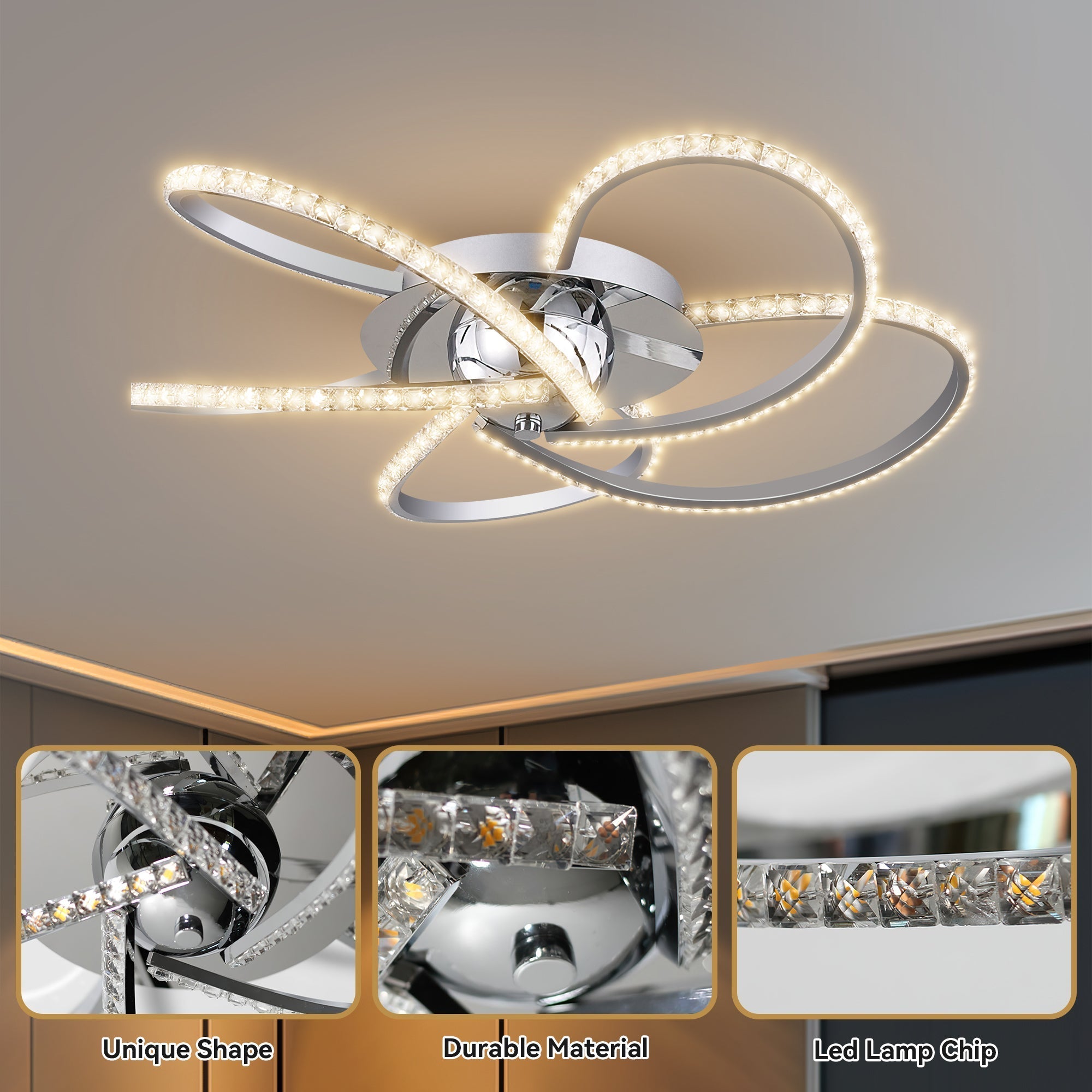 Irie Dimmable 5 Lights LED Ceiling Light - Chrome 7