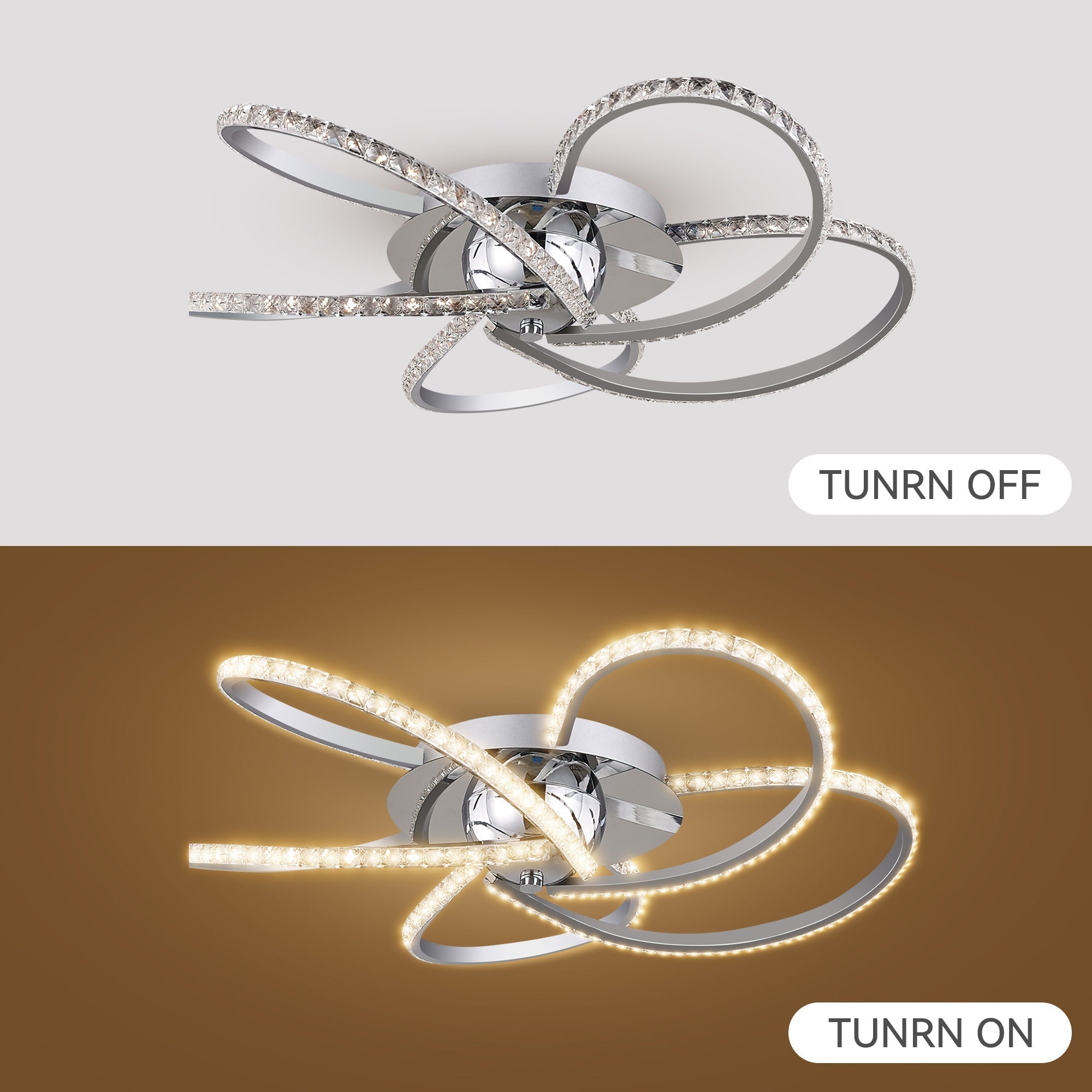 Irie Dimmable 5 Lights LED Ceiling Light - Chrome 8