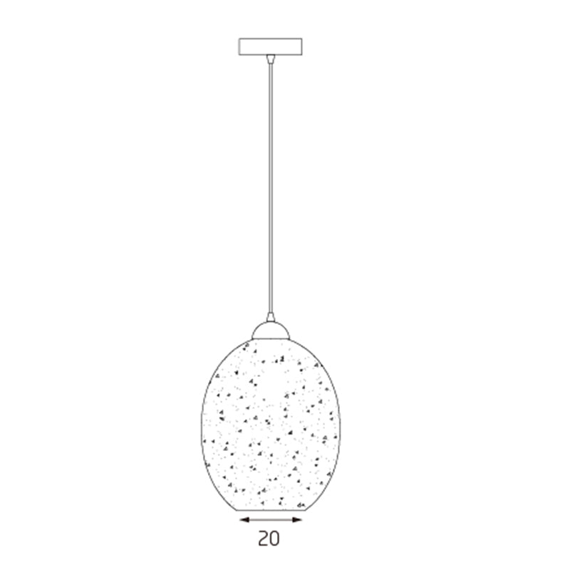 Moravian Glass Oval Pendant Light - Chrome 8