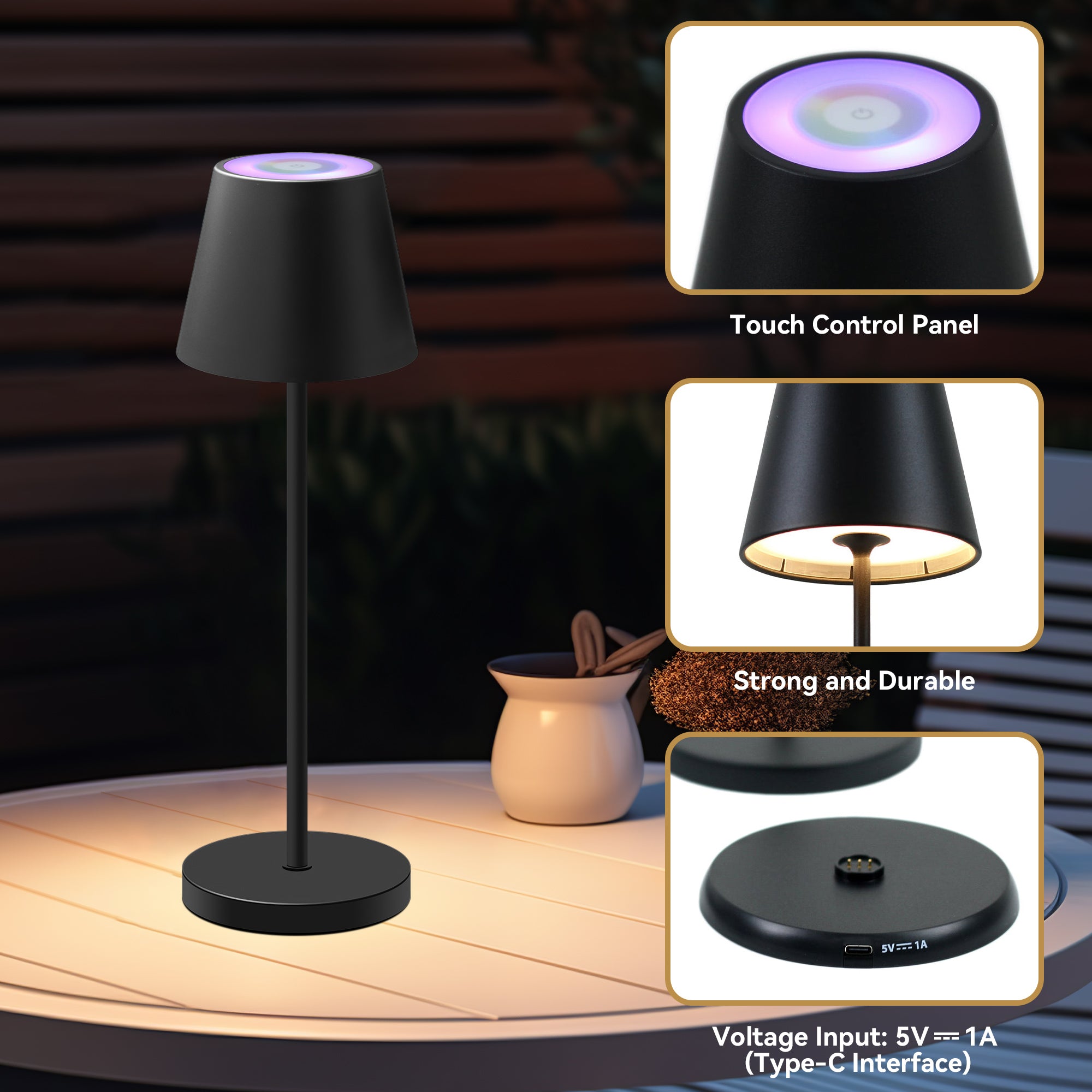 Enoki Portable RGB Table Lamp - Black 10