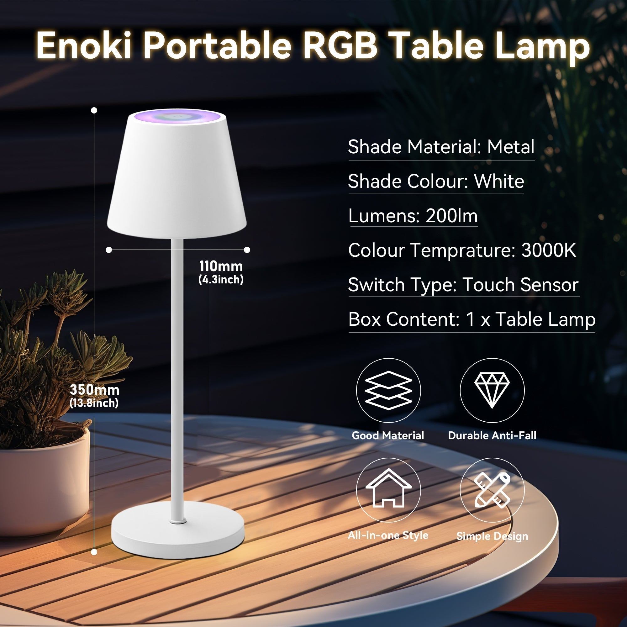Enoki Portable RGB Table Lamp - White 9