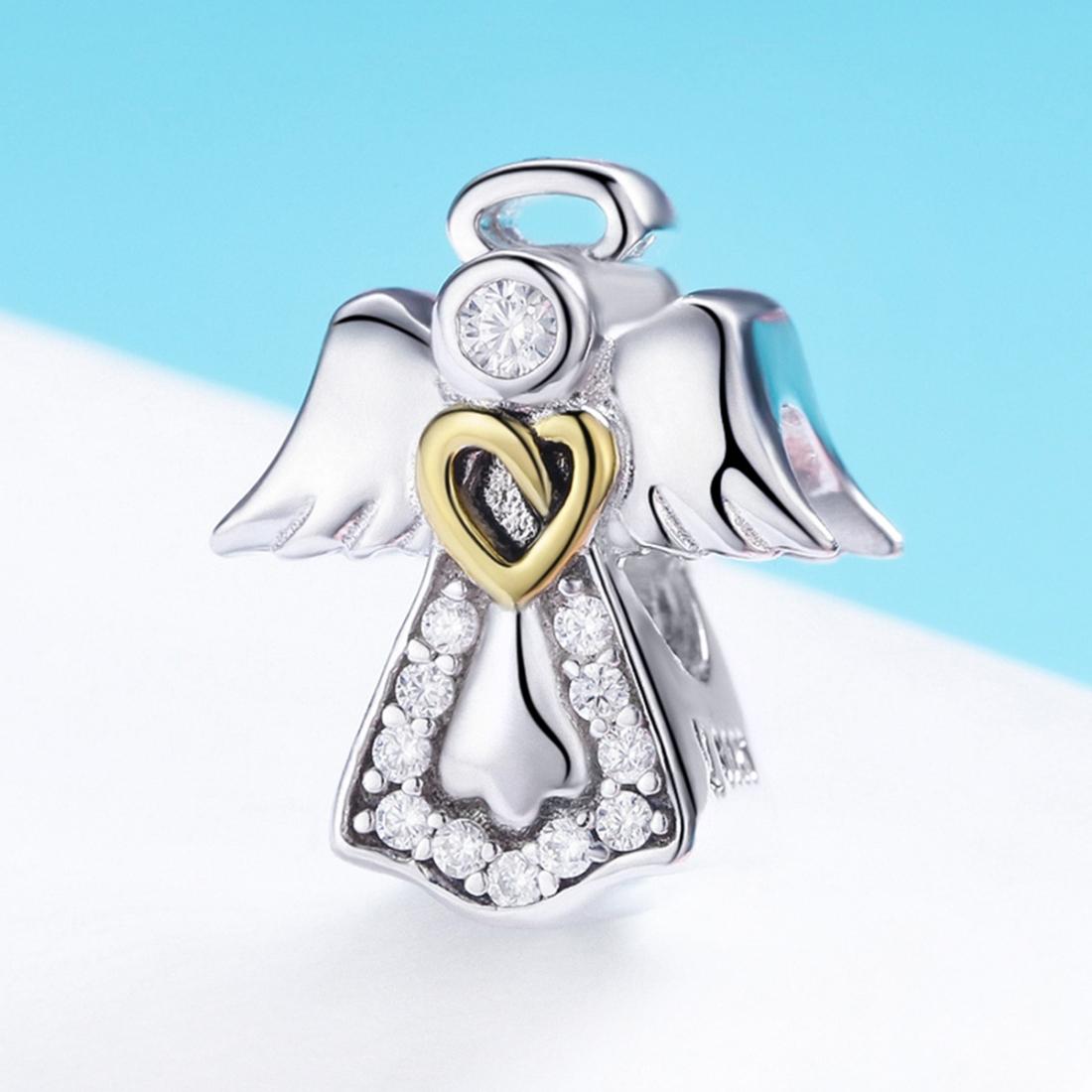 925 Sterling Silver Guardian Angel Diamond Pendant For Diy Bracelets 3