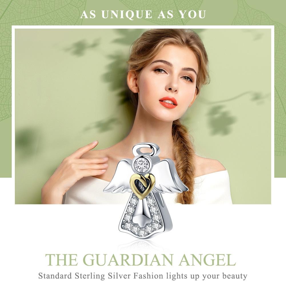 925 Sterling Silver Guardian Angel Diamond Pendant For Diy Bracelets 4