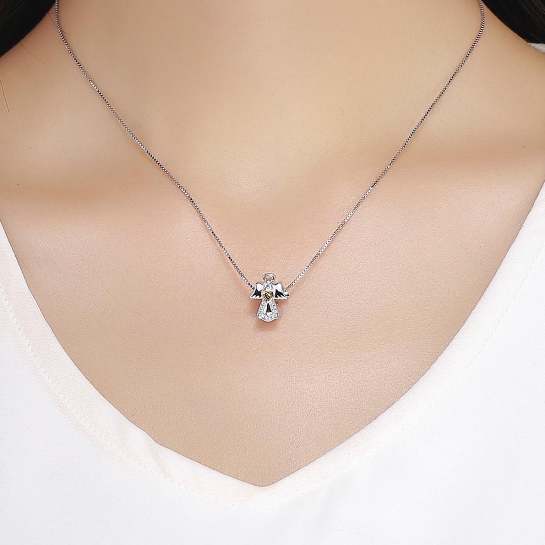 925 Sterling Silver Guardian Angel Diamond Pendant For Diy Bracelets 8