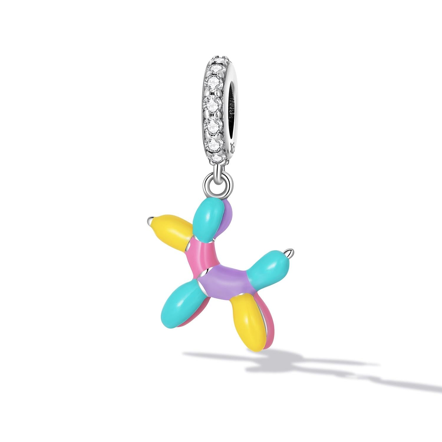 925 Sterling Silver Balloon Puppy Pendant For Bracelets & Necklaces 3