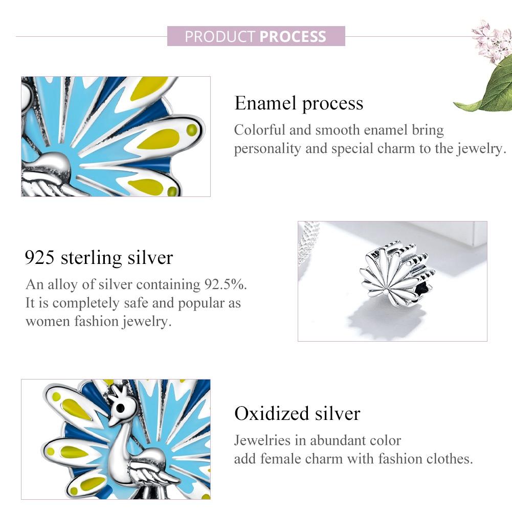 925 Sterling Silver Peacock Bead Bracelet & Necklace Set 6