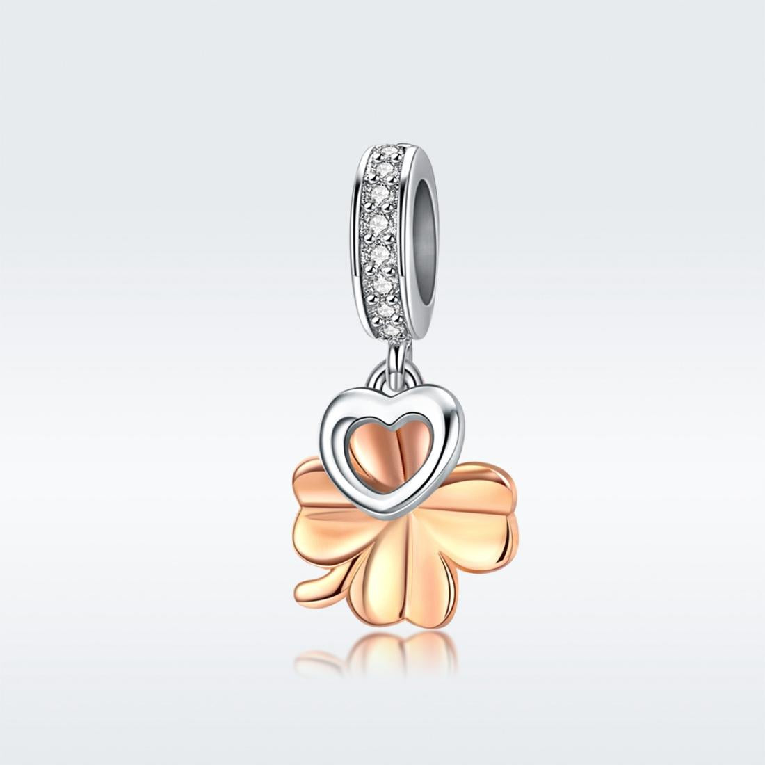 925 Sterling Silver Golden Four Leaf Clover Pendant For Diy Bracelets 3