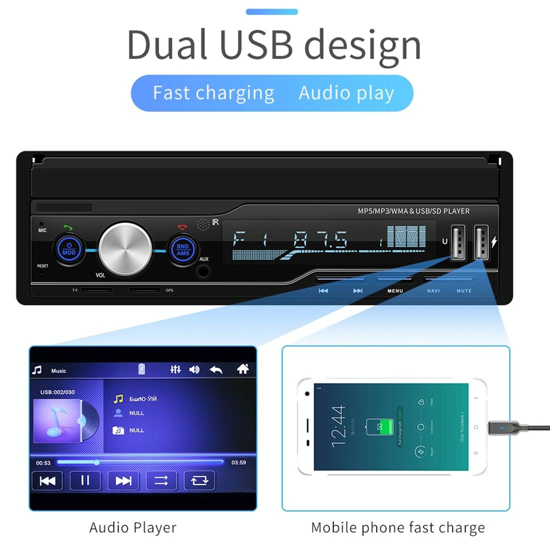 7 Inch Hd Car Radio Receiver Mp5 Player Fm / Am / Rds / Bluetooth / Phone Link Remote Control 6