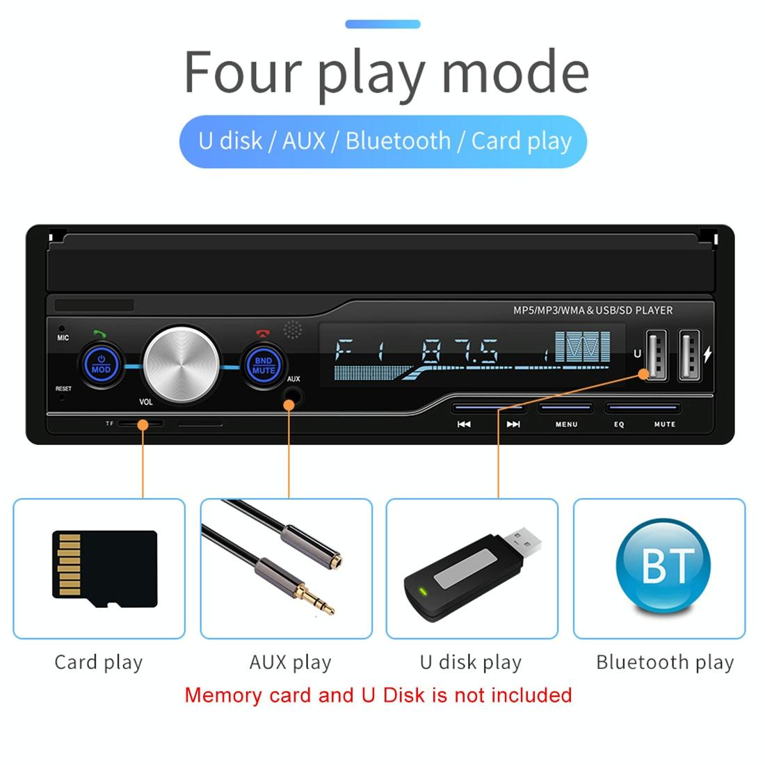 7 Inch Hd Car Radio Receiver Mp5 Player Fm / Am / Rds / Bluetooth / Phone Link Remote Control 8