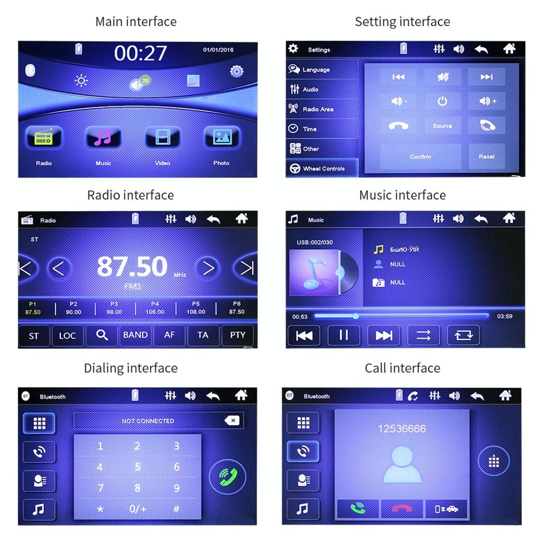 7 Inch Hd Car Radio Receiver Mp5 Player Fm / Am / Rds / Bluetooth / Phone Link Remote Control 11