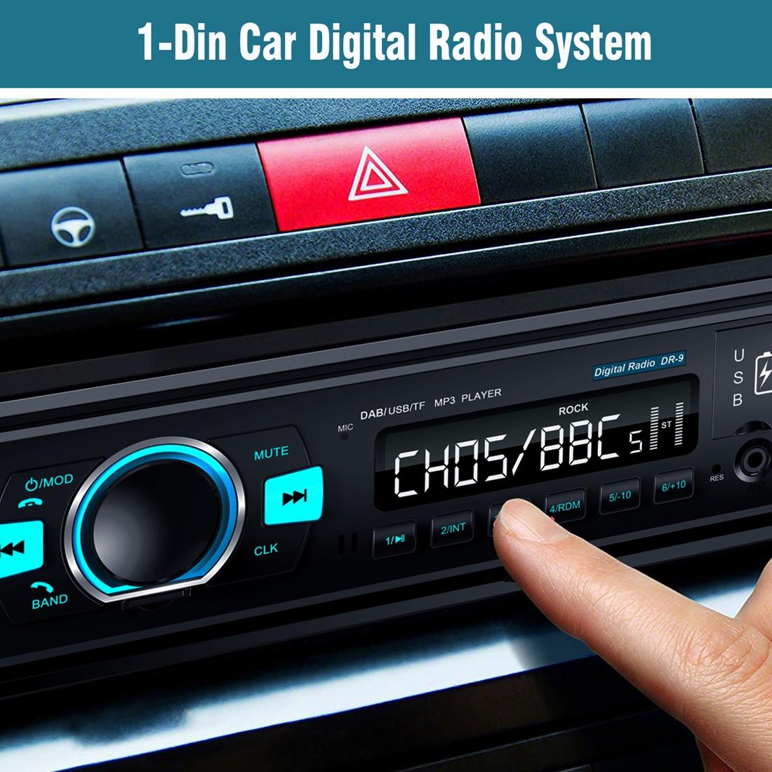 1-Din Car Dab Radio Player - Bluetooth Fm U Disk Mp3 Tf Card 8