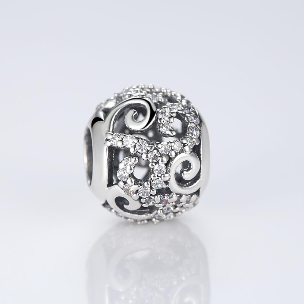 925 Sterling Silver Diamond Inlaid Bead Bracelet Accessory 3
