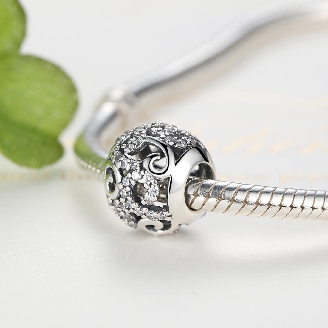 925 Sterling Silver Diamond Inlaid Bead Bracelet Accessory 5
