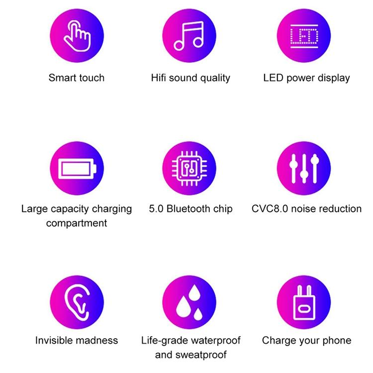Wireless Bluetooth Headset with Touch Control and Charging Case - V5.0 6