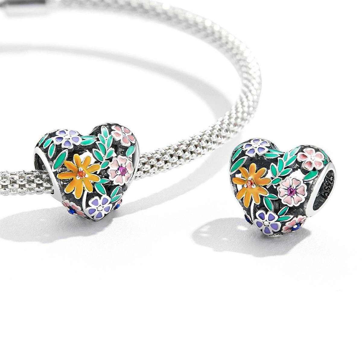 925 Sterling Silver Flower Heart Beads For Diy Bracelets & Necklaces 6