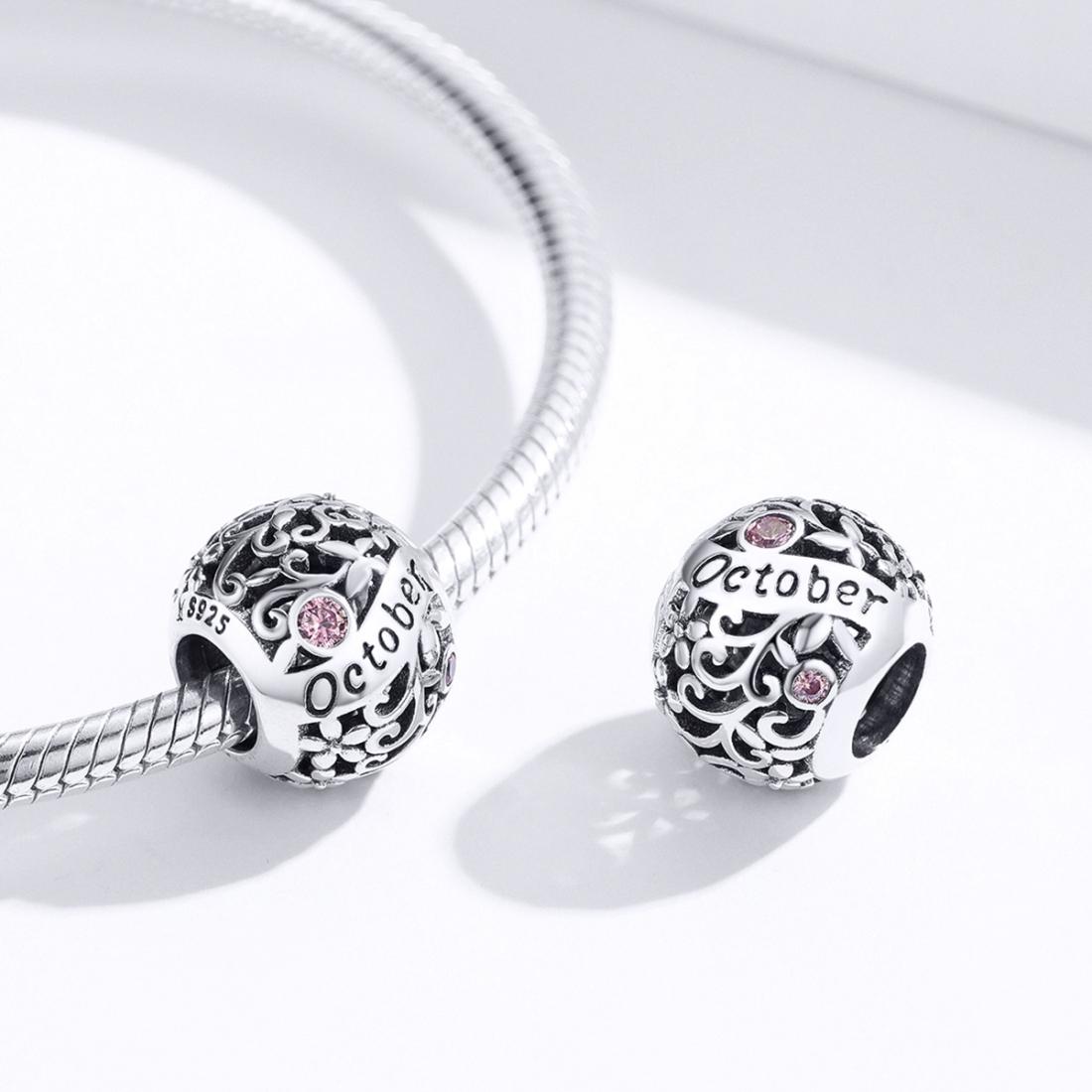925 Sterling Silver Diy Birthstone Bracelet & Necklace Set October Style - October 4