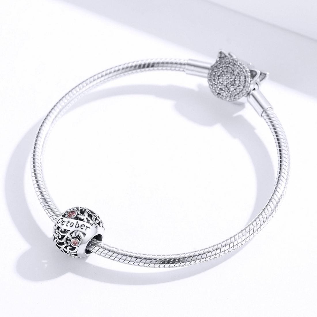 925 Sterling Silver Diy Birthstone Bracelet & Necklace Set October Style - October 5