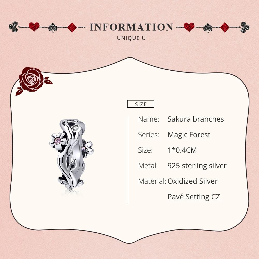 925 Sterling Silver Cherry Blossom Branch Pendant For Diy Bracelets And Necklaces 7