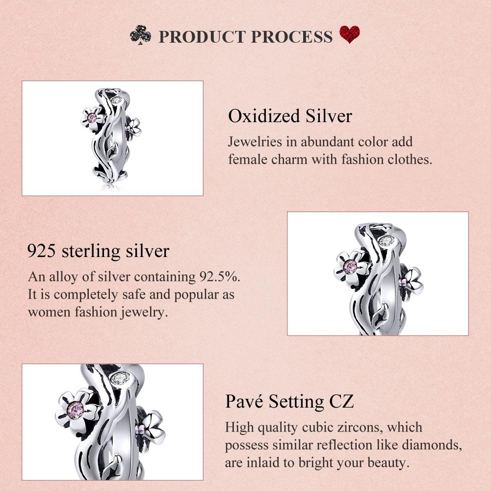 925 Sterling Silver Cherry Blossom Branch Pendant For Diy Bracelets And Necklaces 8
