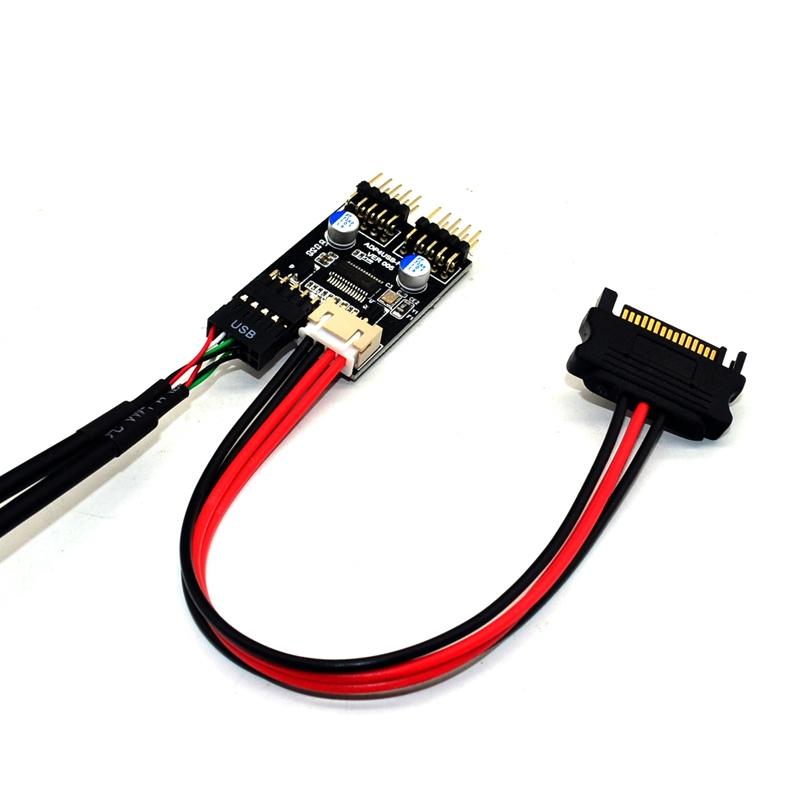 Usb 2.0 9Pin To Dual 9Pin Header Hub Adapter 4