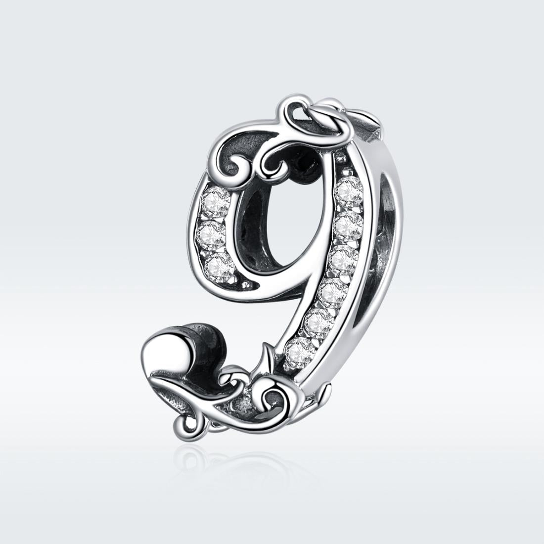 925 Sterling Silver Relief Number Series 0 9 Beads For Diy Bracelets And Necklaces Style - 9 3