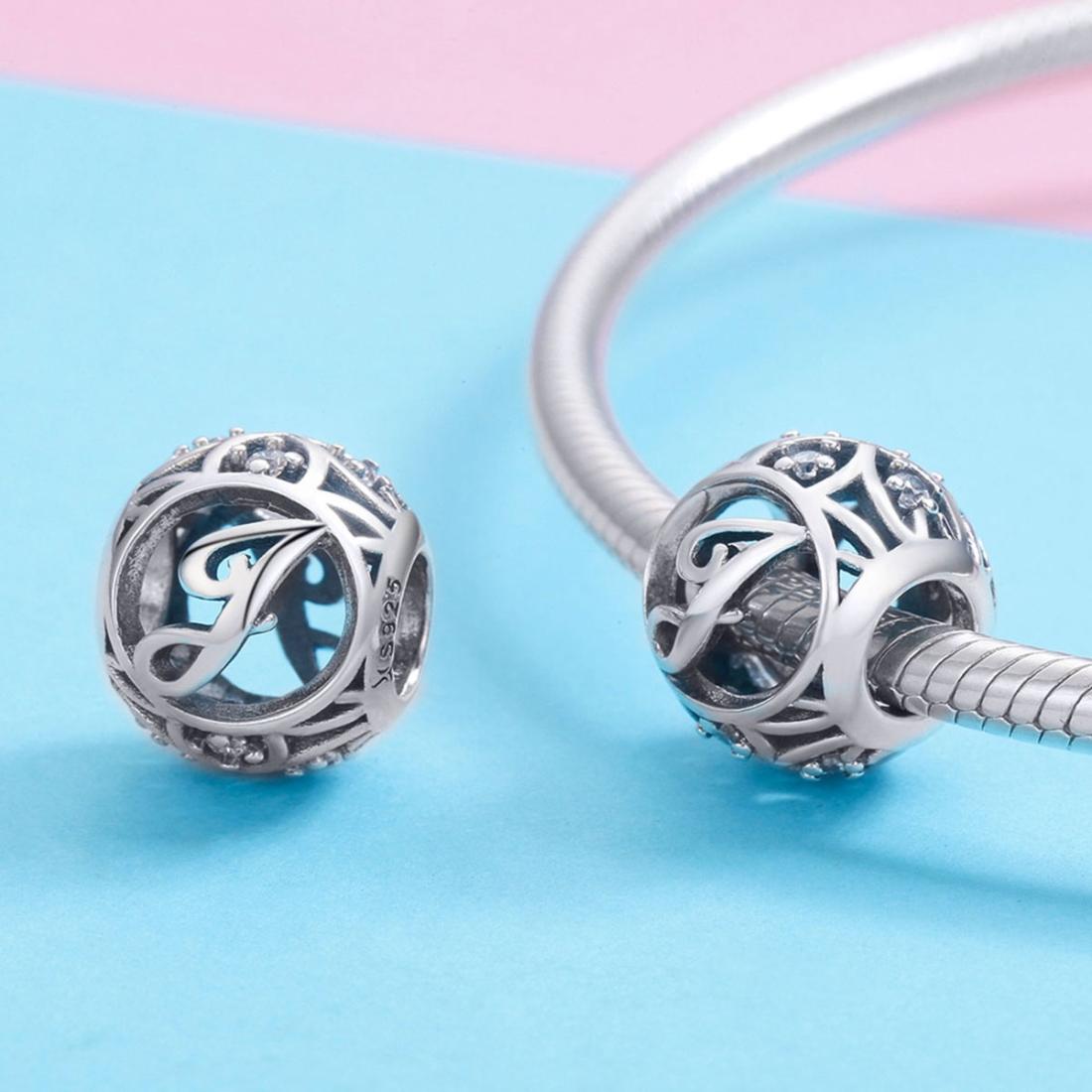 925 Sterling Silver 26 English Letter Beads For Diy Bracelets & Necklaces Style - J 5