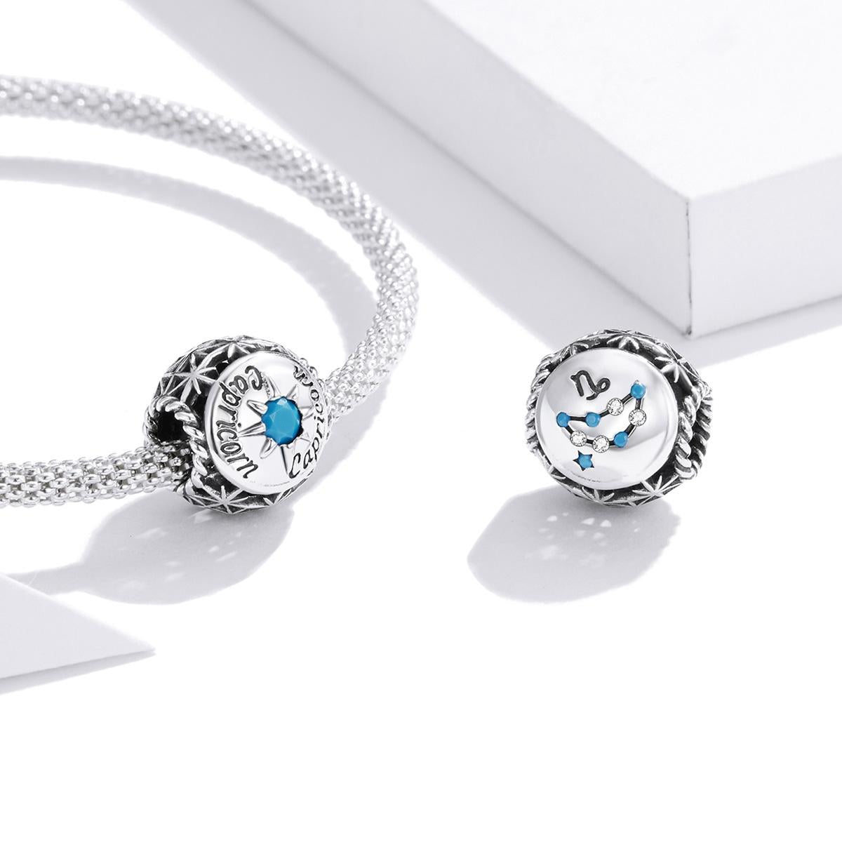 925 Sterling Silver Zodiac Zircon Bead Bracelet / Necklace Set Diy Capricorn Style - Capricorn 5