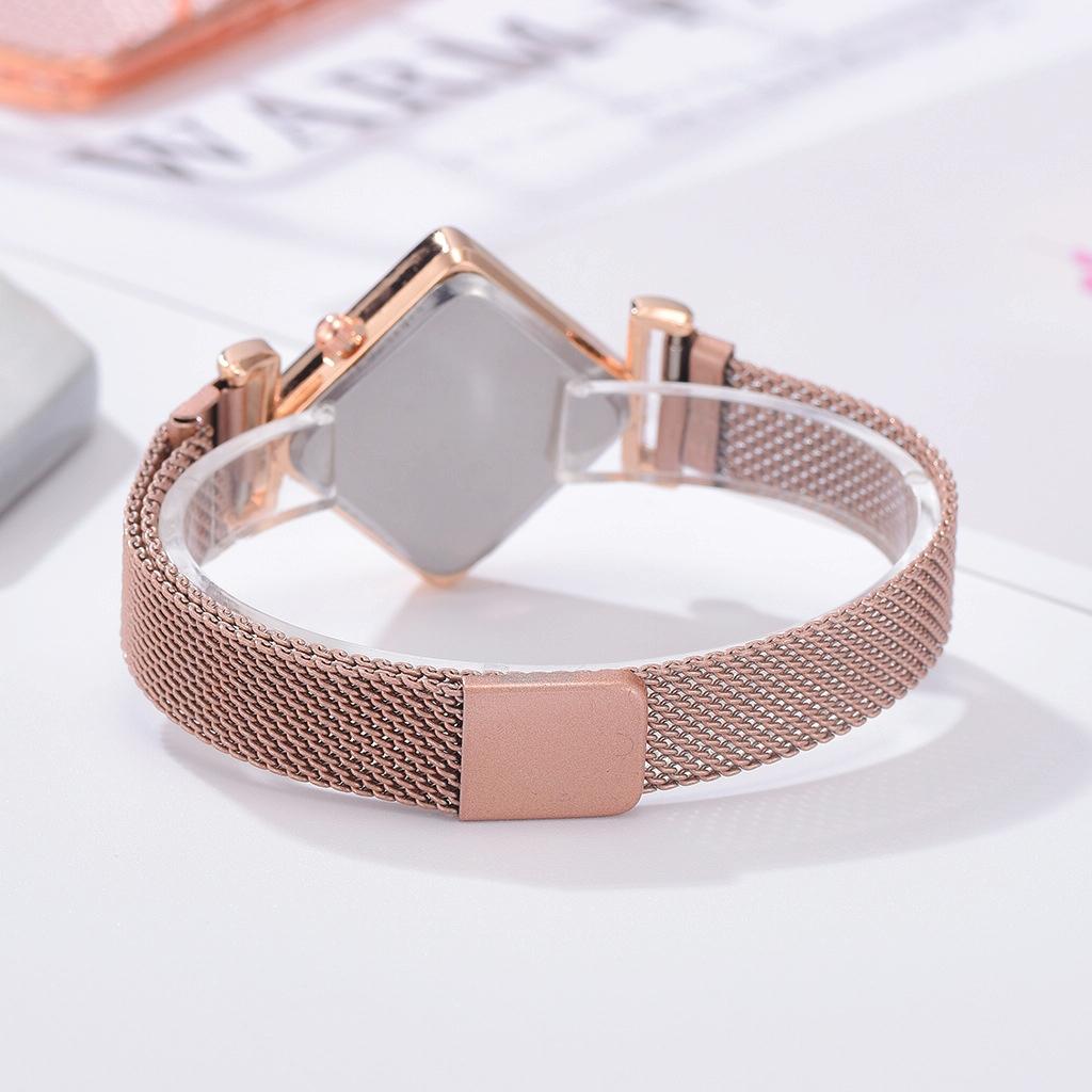 Rose Gold Diamond Dial Watch with Green Bracelet - Women 5