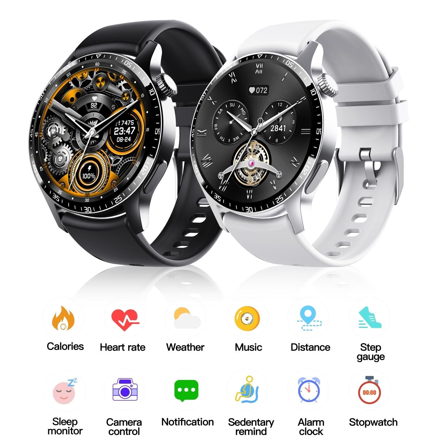 1.35 Inch Smart Watch Bluetooth Calls Health Monitoring 150+ Sports Black - Silver Bamboo 3