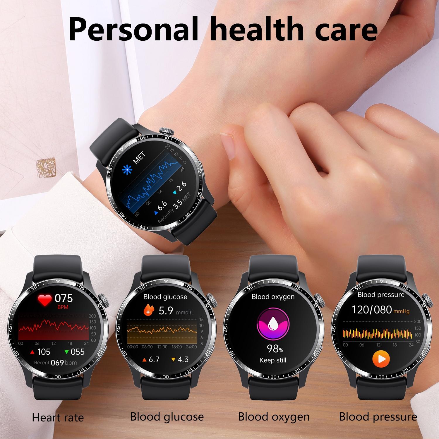 1.35 Inch Smart Watch Bluetooth Calls Health Monitoring 150+ Sports Black - Silver Bamboo 8