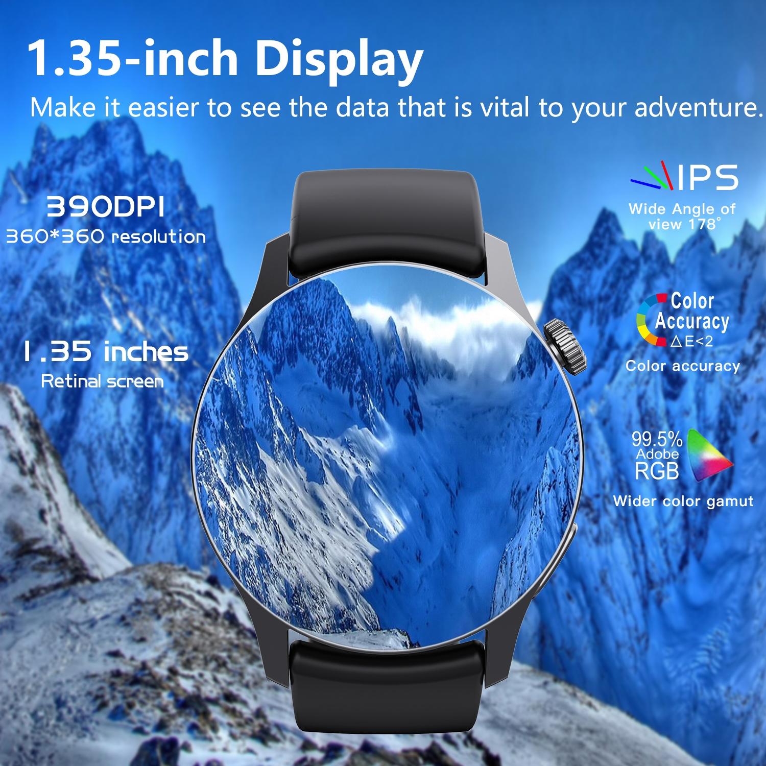 1.35 Inch Smart Watch Bluetooth Calls Health Monitoring 150+ Sports Black - Silver Bamboo 10