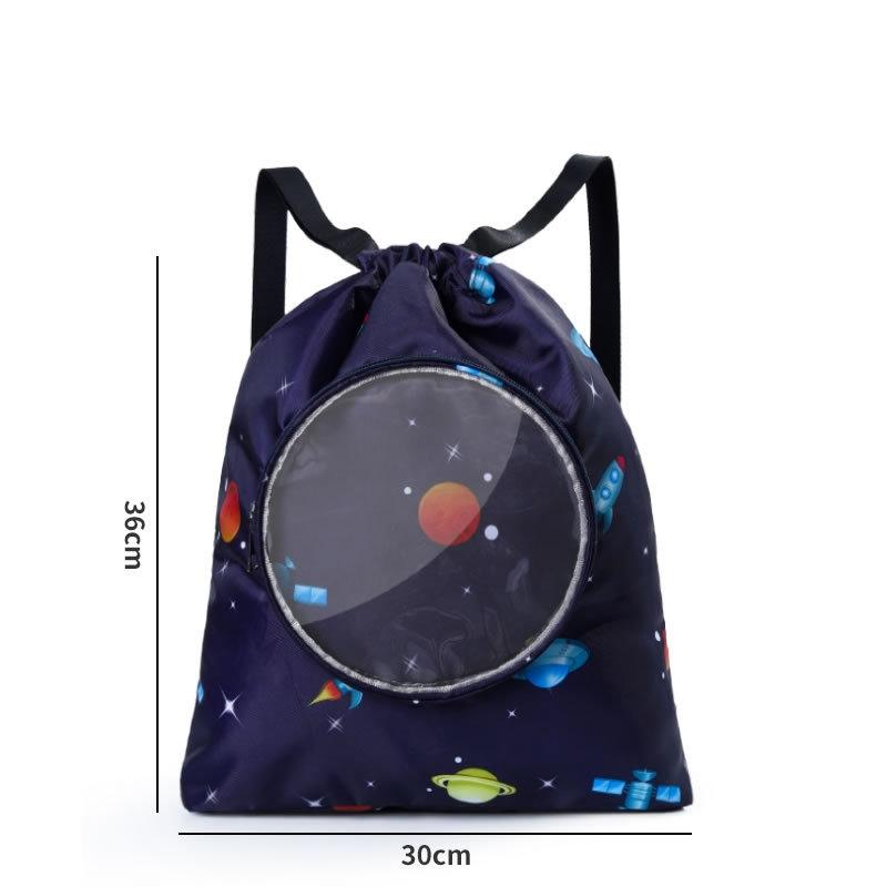 Blue Waterproof Drawstring Beach Bag L Size For Kids Wet & Dry Separation Shoulder Strap - Grey L 12