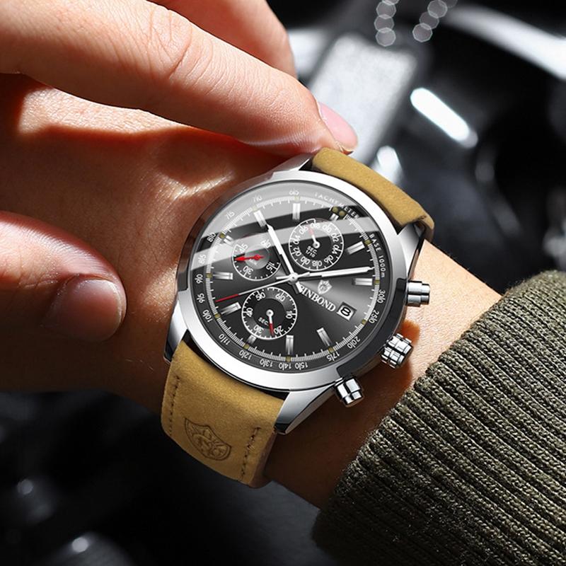 Waterproof Luminous Quartz Watch - Multifunctional 30m - Black Steel-Black 7