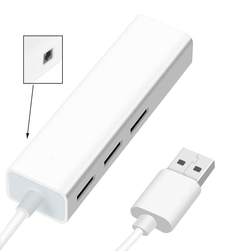 Usb 2.0 Ethernet Adapter + 3-Port Usb Hub White 4