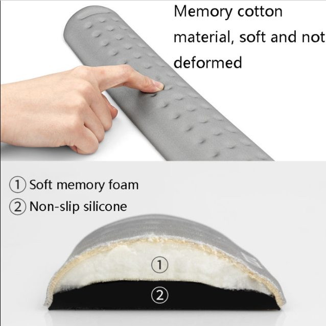 Silicone Memory Cotton Wrist Pad For Keyboard And Mouse Large Size Gray 4