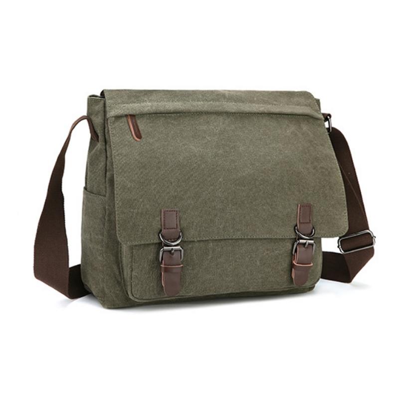 Green Canvas Business Messenger Bag Large