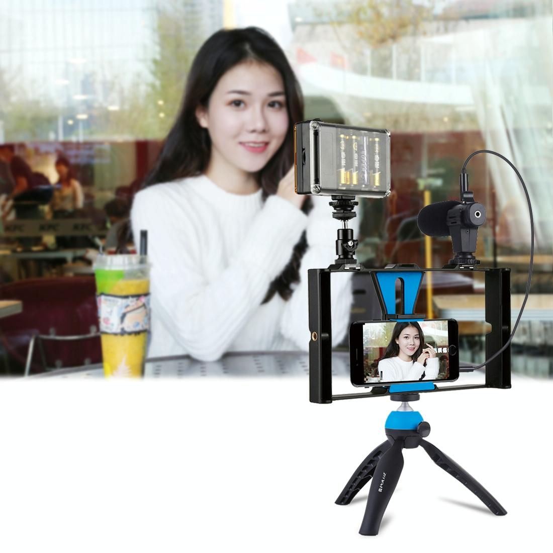 Smartphone Video Rig & Microphone Kit For Live Broadcast - Compatible With Iphone Galaxy Huawei Xiaomi Htc Lg Google And More - Blue 8