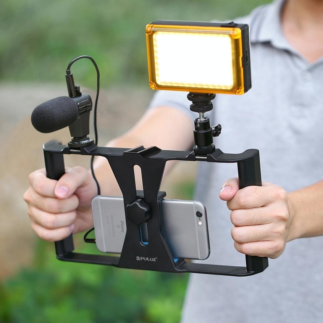 Smartphone Video Rig & Microphone Kit For Live Broadcast - Compatible With Iphone Galaxy Huawei Xiaomi Htc Lg Google And More - Blue 9
