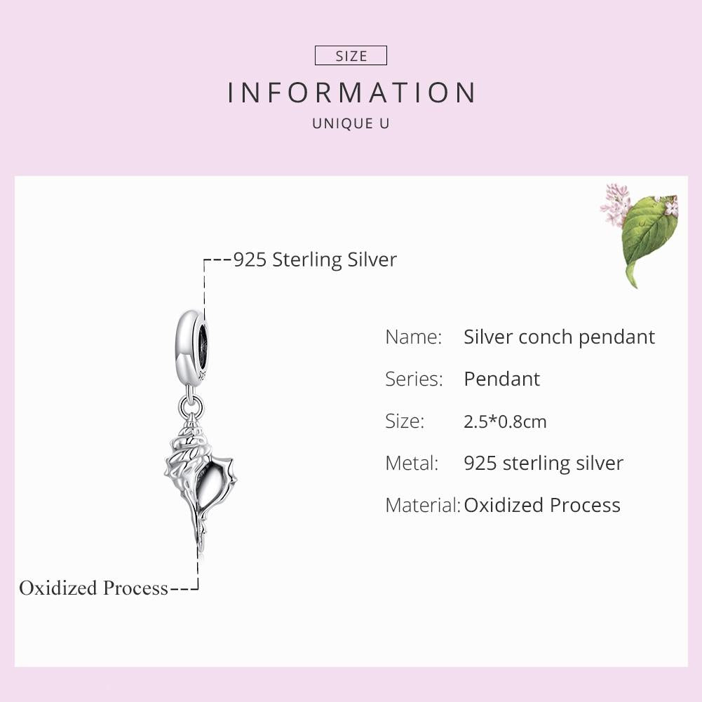 925 Sterling Silver Conch Pendant For Diy Bracelets & Necklaces 4
